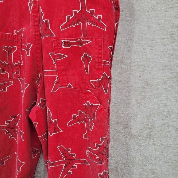 Oshkosh Vintage Vestbak Red Airplane Print Overalls Size 7 - Picture 10 of 16